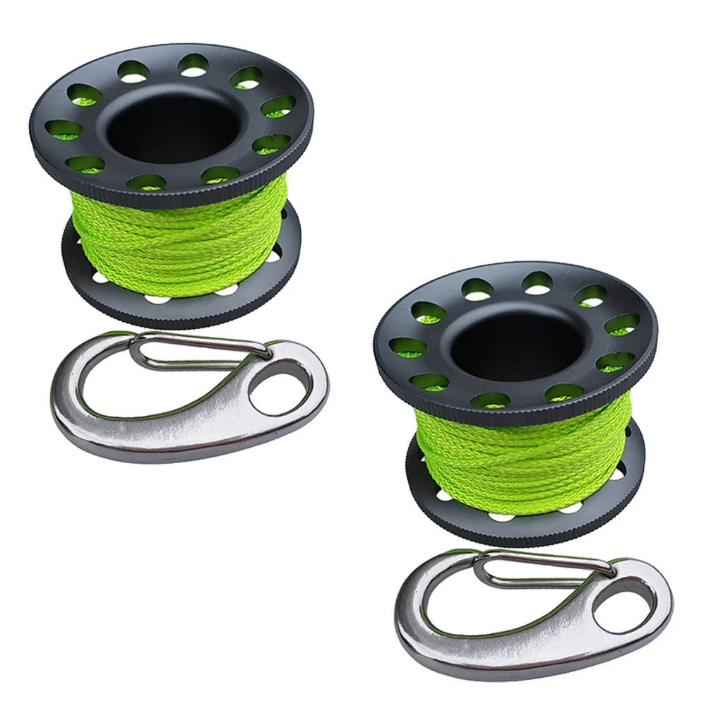 2 Scuba Reel With Egg Quick Link& Snap For Underwater Diving Water Sport Diving Guide Finger Spool 