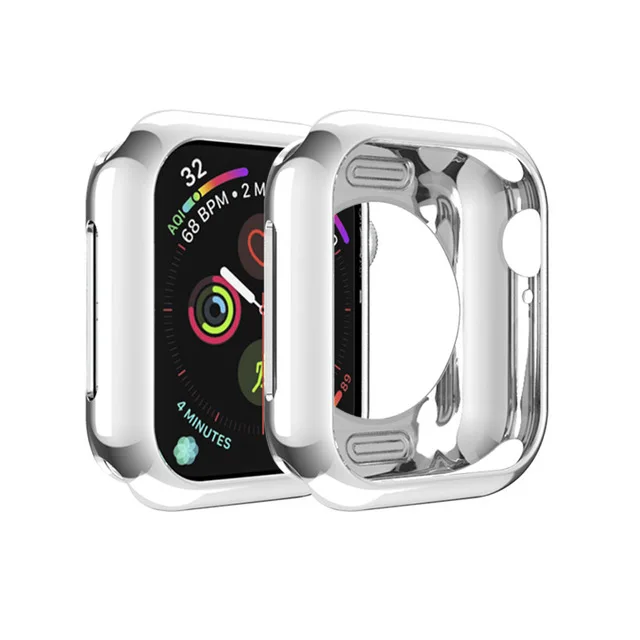Чехол для часов Apple Watch 5, 4, 3, 2, мягкий защитный чехол из ТПУ, защита от падения 40 мм, 44 мм, 38 мм, 42 мм, аксессуары для Apple Watch - Цвет: Sliver