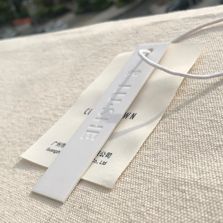 

Factory Price Custom High - End Cream White Cotton Material Canvas Tape Tag for Women's Clothing