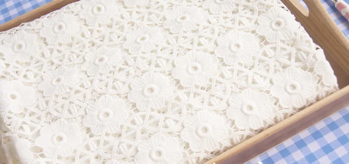 Высококачественная однотонная ткань с вышивкой водорастворимое кружево с полыми цветами tissu Высококачественная кружевная ткань для свадебного платья