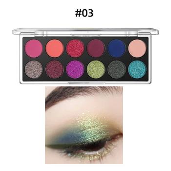 

12 Colors Waterproof Professional Shimmer Glitter Eye Palette Eyeshadow Makeup Pigments Personality Fashion Comfortable