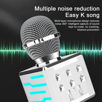

Karaoke Microphone for Kids & Adult Wireless Bluetooth Handheld Mic with LED Light Recording Speaker for Party/Wedding/Christmas
