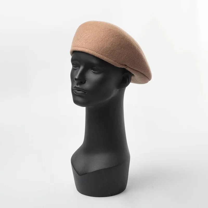 

King Wheat Autumn Winter Simple Wool Felt Large Size Women Beret High Quality Arder Cap Keep Warm Outdoor Travel Casual Men Hat