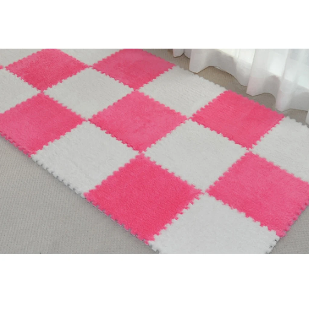 

20Pcs EVA Foam Interlocking Puzzle Exercise Mat Crawl Mat, White Rose Red