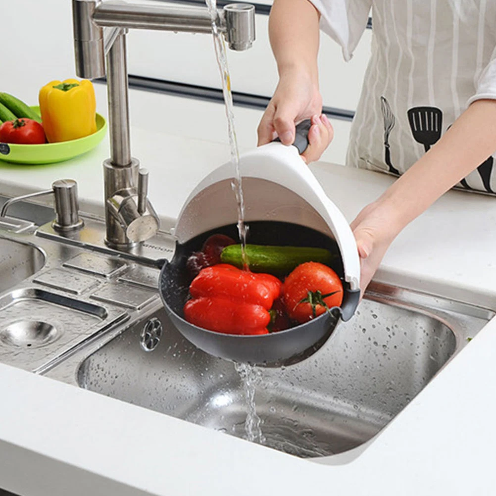 Rotatable Drain Basket Double-layer Plastic Houshold Strainer Drain Basket for Vegetable Noodles Fruit