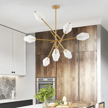 

Nordic Iron Living Room Hanging Lighting Simple Modern Art Restaurant Bedroom Led Chandeliers Creative Home Glass Fashion Lamp