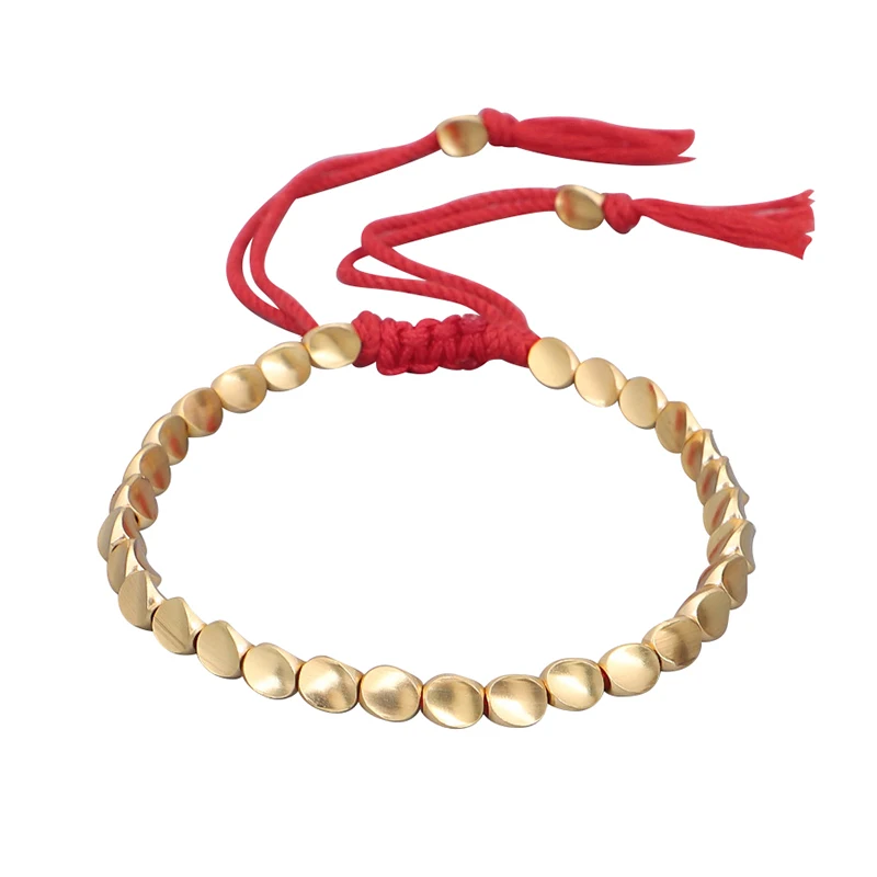 Handmade Tibetan Copper Bead Bracelet for Women Adjustable Rope Chain Men Bracelets Gold Color Braided Boho Vintage Jewelry Gift rose gold bangle Bracelets & Bangles