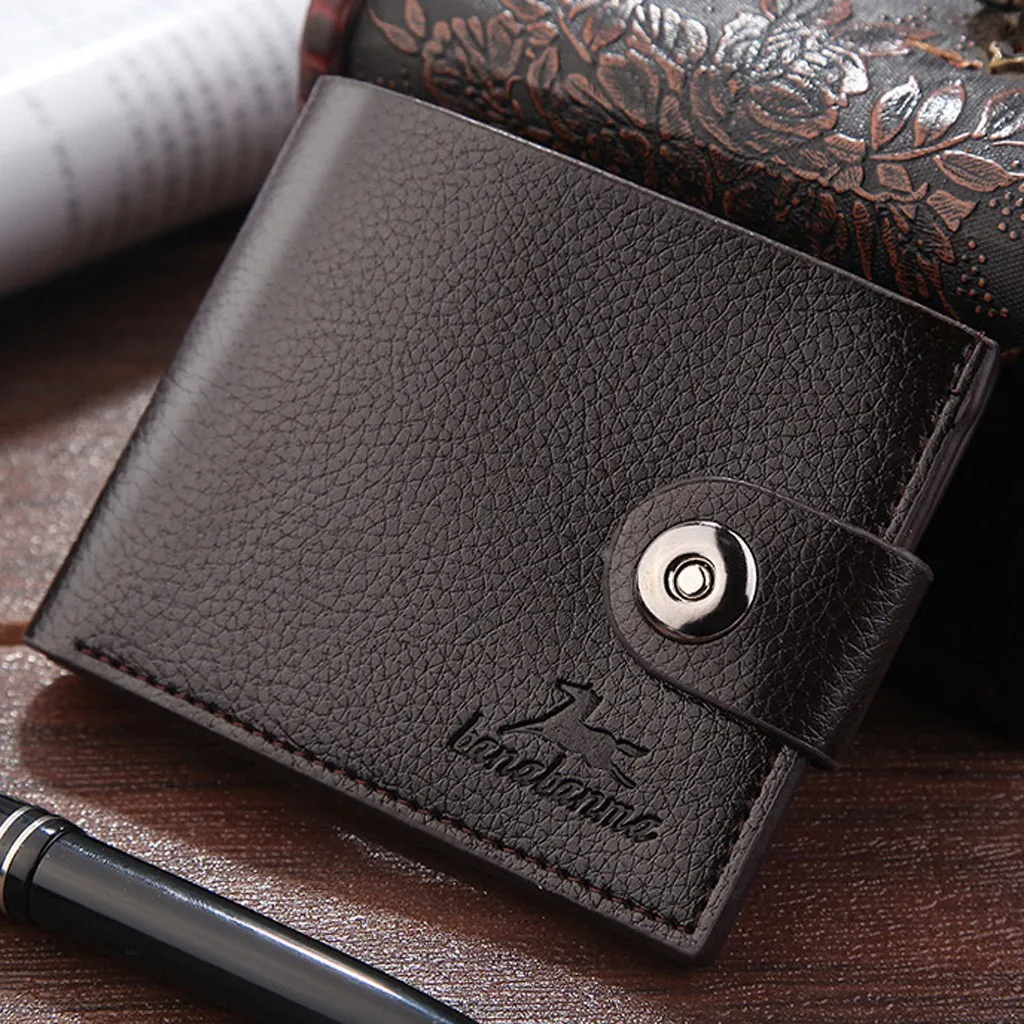 Solid Color Wallets Fashion Men's Solid Color Long Leather Retro Vintage Style Card Bag Wallet Casual Travel purse carteira