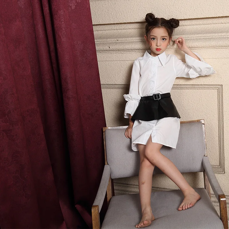 Осенняя рубашка и юбка для девочек в стиле Макао Модная белая рубашка Одинаковая одежда для родителей и детей