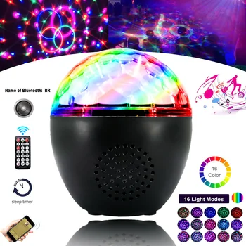 

Bluetooth Sound-Activated Remote Control Music Night Lamp 16 Colors LED Ball Projector Light for Bedroom Stage Party Decor
