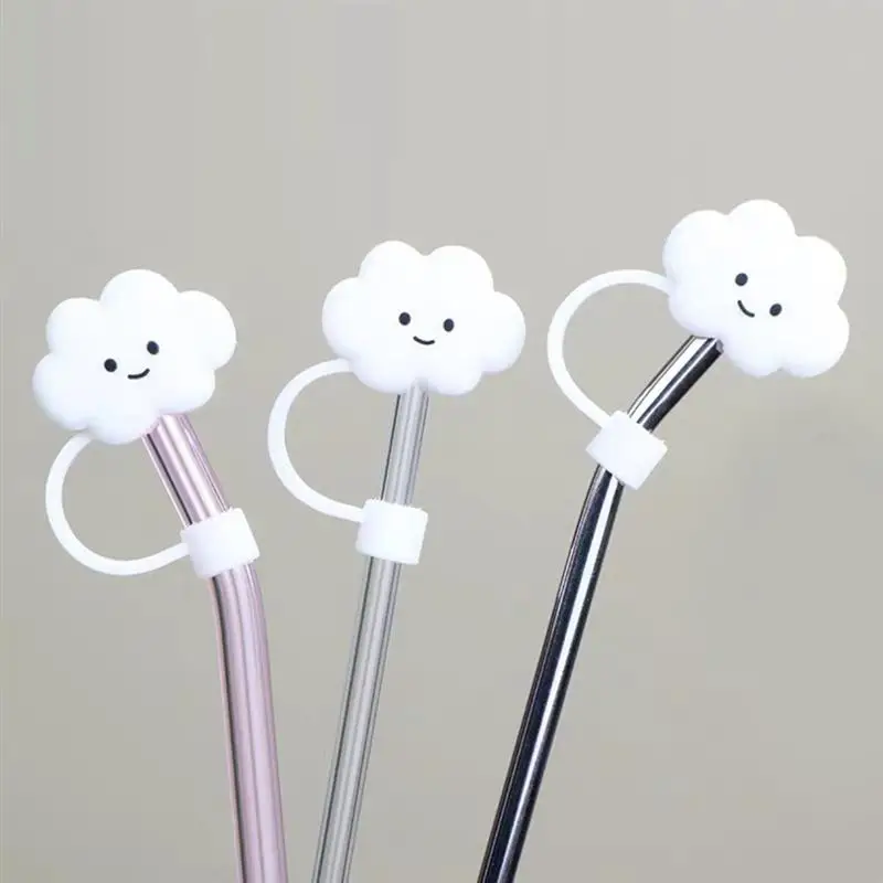 2pcs   Straw Plug Interesting Better Vivid Protector Caps Cloud Shape Straw Tips Cover Daily Supplies for Party