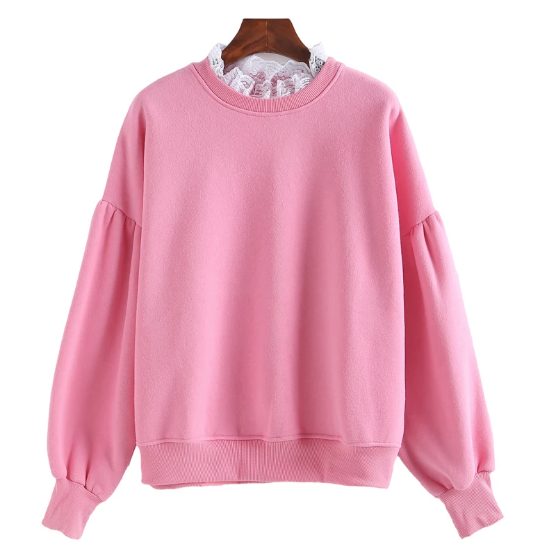 

Fashion Street O-neck Sweatshirt for Women Autumn and Winter Casual Plus Velvet Thick Solid Color Pullover Harajuku Hip-hop Top