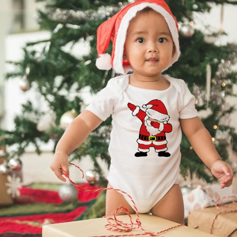 Детский комбинезон с графическим принтом Санта-Клауса; милый боди с короткими рукавами; Детский Рождественский комбинезон; ползунки для девочек и мальчиков