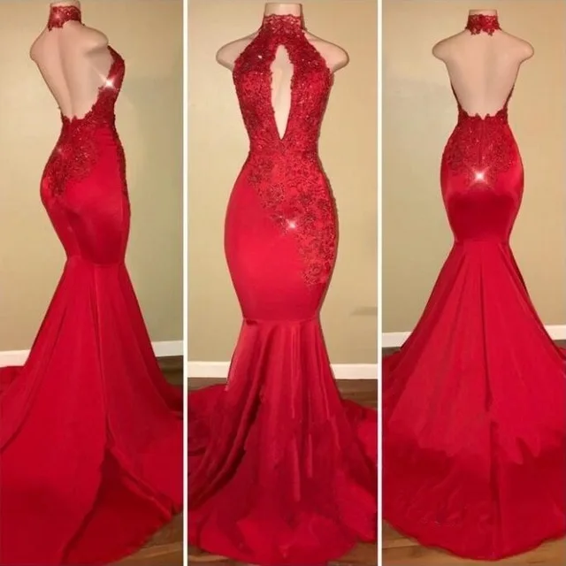 Красный Красное платье подружки невесты в стиле русалки длинное vestidos de fiesta largos elegantes de gala Африканский Свадебный наряд реальные фотографии - Цвет: Красный