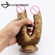 Sex Toy Shop Double head Penis Sucker Dildo For Woman Realistic Vagina Masturbation Cock Penis Adult Toys Anal Butt Toys For Gay