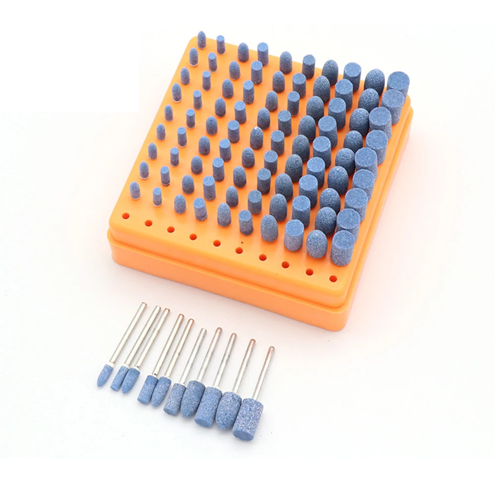100pcs/box Abrasive Stone Honing Grinding Head Set Dremel Die Grinder Tools for Metal Plastic Wood Deburring Polishing