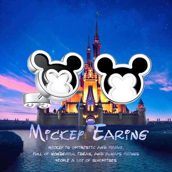 

SG 100% 925 Sterling SilverBlack and white enamel mickey mouse Stud earrings for Women Silver Small Earrings Fine Jewelry