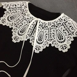 Adjustable Bowknots Fake Collar Jacquard Shawl Women Shoulder Wrap Lace-Up Bowknots Necklace Short Capelet Decorative