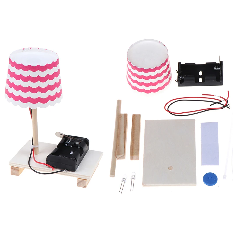 

Kids Science Experiment DIY Toys Mini Wooden Table Lamp Gizmo Toys Set Intelligent Electric Toy