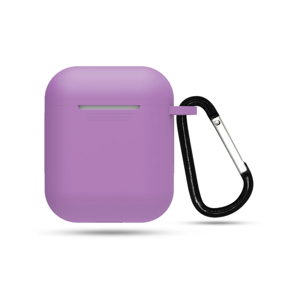 Для Airpods с функцией Bluetooth, силиконовая набор наушников Анти-плащ-ветровка крюк случае висячая пряжка с ночной подсветкой модель анти-отпечатков пальцев - Цвет: Lavender