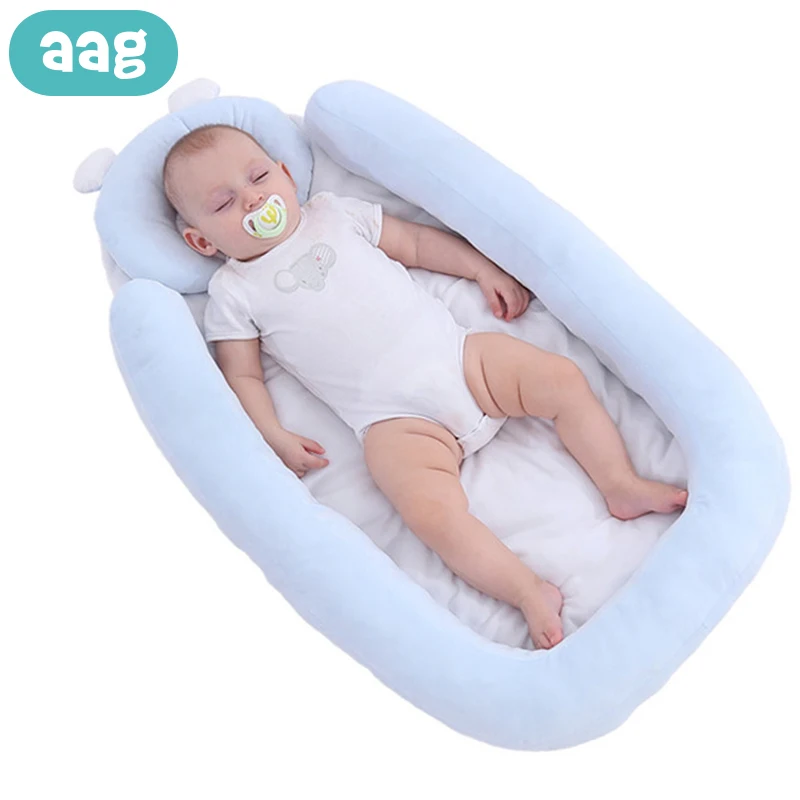 AAG Portable Baby Bed Crib Positioning Pillow Baby Nest Cot Cradle Newborn Sleeping Support Pad Mattress Infant Bed Bumper