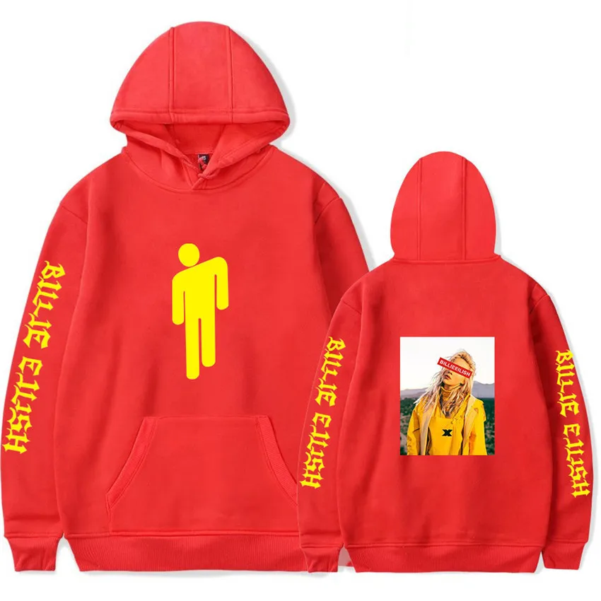 Red A Новинка, Billie Eilish, модные толстовки, толстовка, повседневная, для мужчин, женщин, с капюшоном, пуловер, с длинным рукавом, в стиле хип-хоп, толстовка, одежда, топ, пуловер - Цвет: Red A