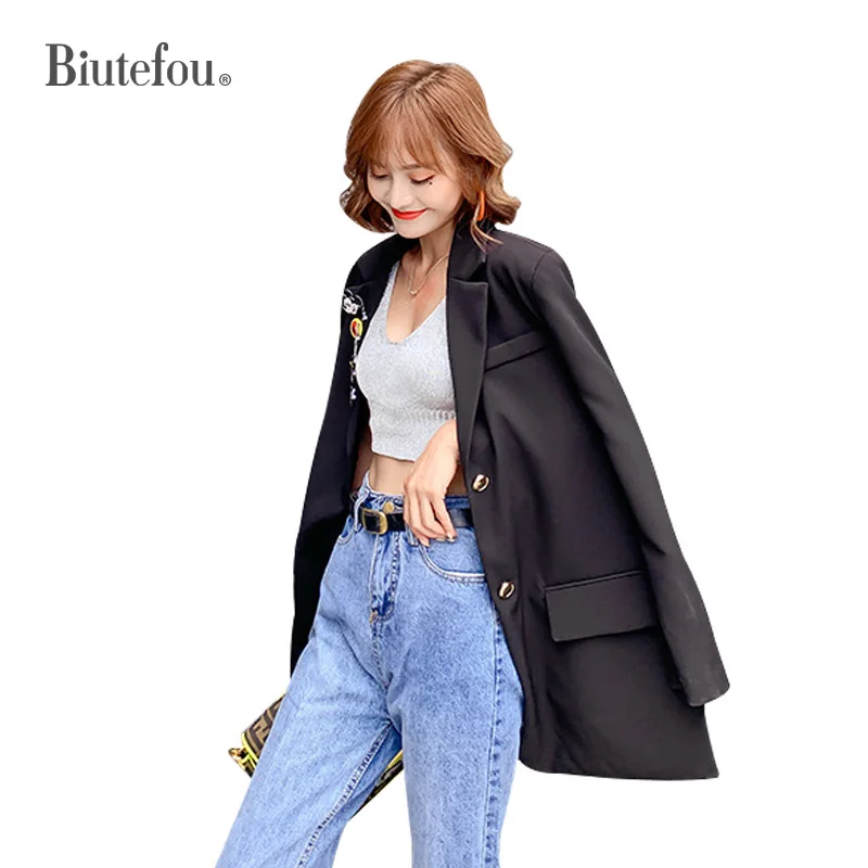 

2019 Autumn fashion sequins Blazers women notched collar jackets chic suit