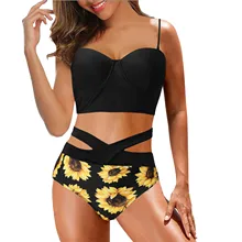

New Bottoms High Waist Bikini Set Women Sexy Floral Trunks Bra Two Pieces Suits 2022 Beach Bathing Suit Купальники Женские