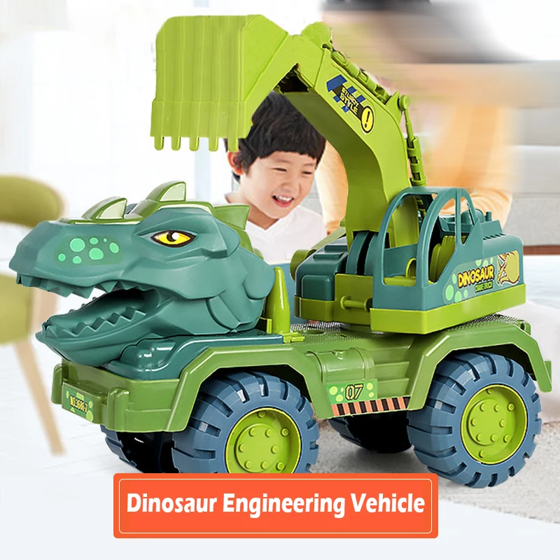 

Children's toy car boy large dinosaur engineering vehicle excavator crane dump truck inertia car