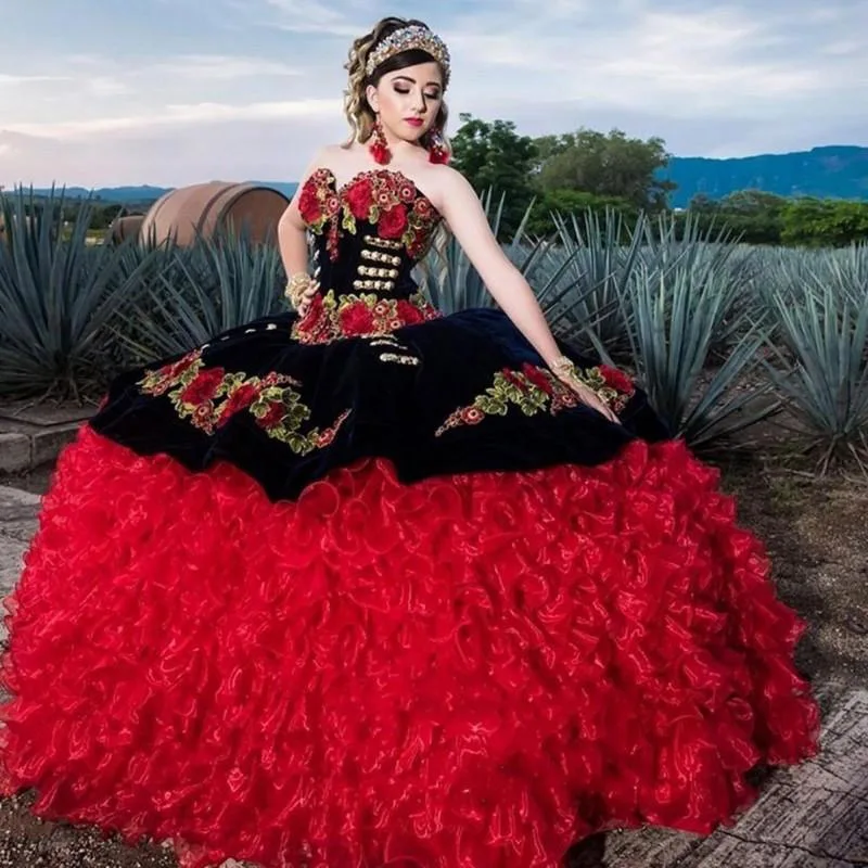 

Черно-красные платья принцессы для Quinceanera женское милое платье 16, платье для 15 лет, вечерние платья для выпускного вечера