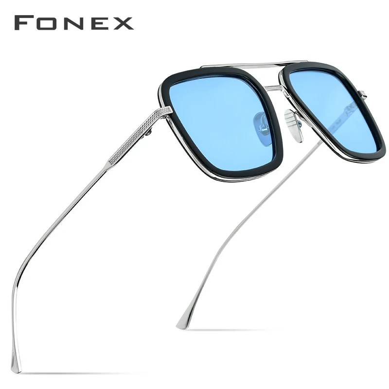FONEX, поляризационные мужские солнцезащитные очки из чистого титана и ацетата, Tony Stark, высокое качество, Железный Паук, Эдит, солнцезащитные очки для женщин, 8512