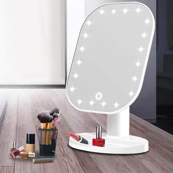 

Makeup Mirror 20LEDs Professional Light Touch Screen 180 Degree Adjustable Table Makeup Cosmetic Mirror Cosmetic Hand Mirror