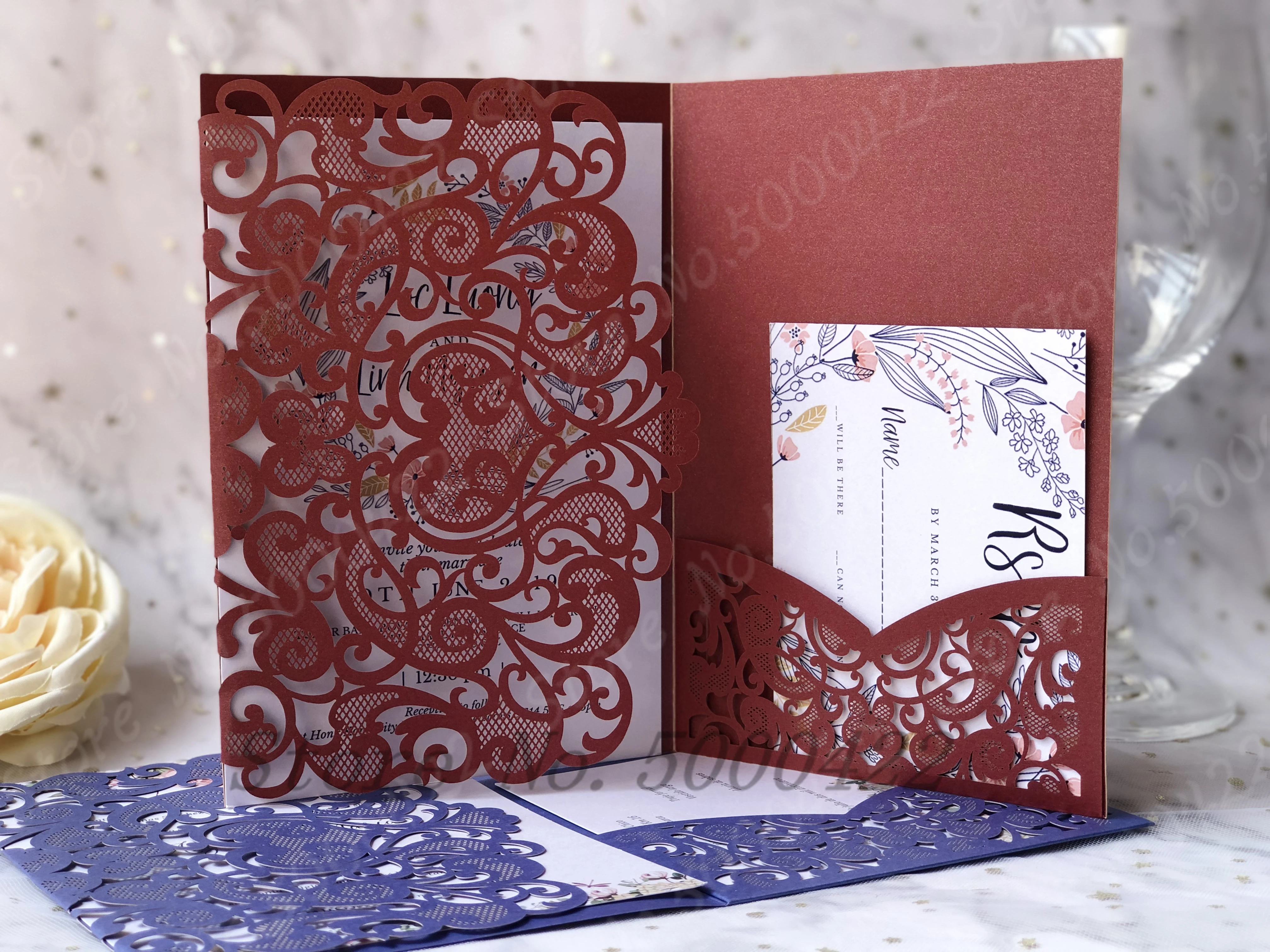 50pcs Elegant Laser Cut Wedding Invitation Cards Greeting Card Customize  Business With RSVP Cards Decor Party Supplies|Cards & Invitations| -  AliExpress