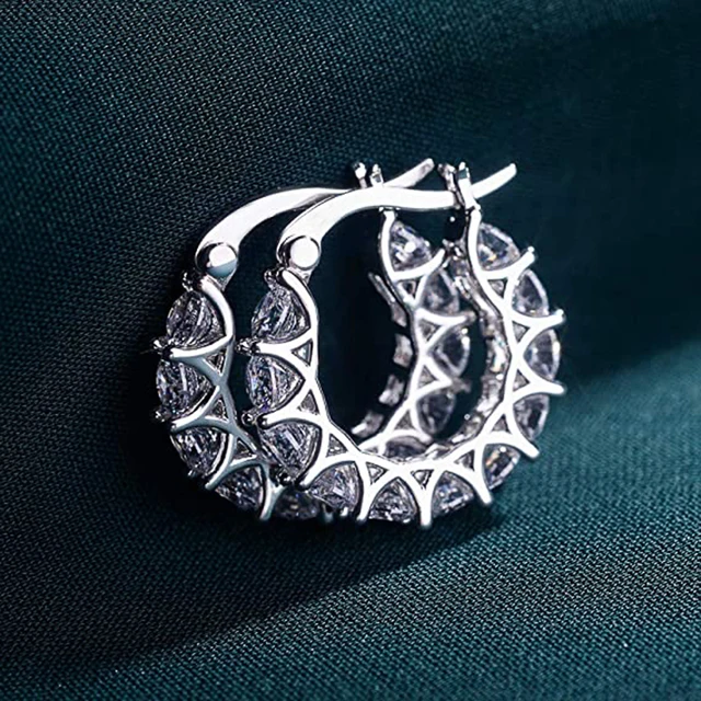 Huitan High Quality Cubic Zirconia Women Hoop Earrings Stylish Girl Accessories Party Daily Wearable Fashion Jewelry Drop Ship E807
