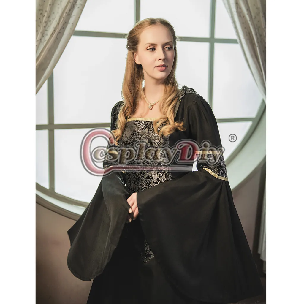 Cosplaydiy средневековое черное платье для взрослых queen Elizabeth платье в тюдоровском стиле L320