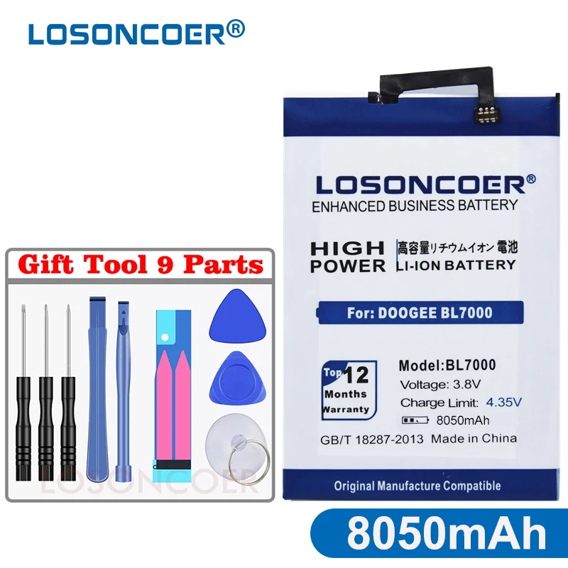 

LOSONCOER 8050mAh Cycle 100% New BL7000 Replacement Batteries For DOOGEE BL7000 High Quality Phone Battery