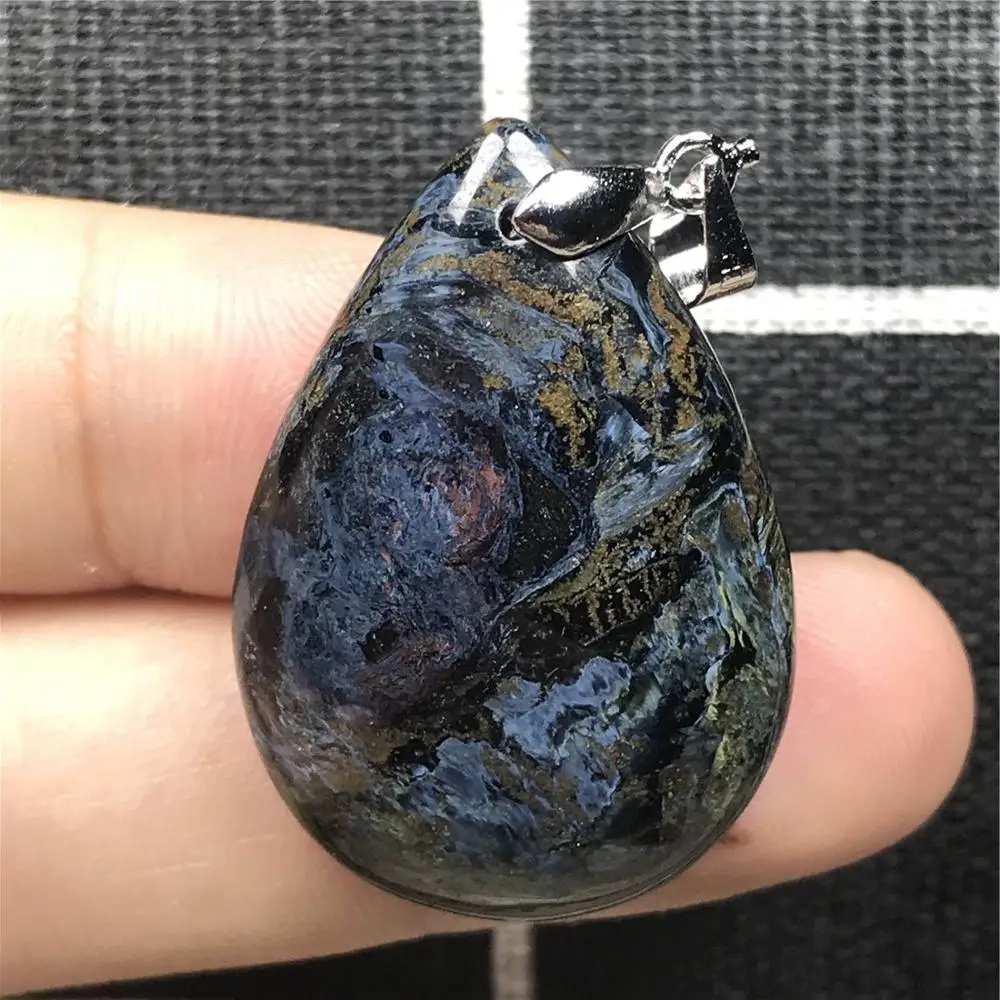 Namibia натуральный синий кулон Pietersite для женщин и мужчин кристалл 33x22x7 мм капли воды бусины фейерверк эффект камень ювелирные изделия AAAAA