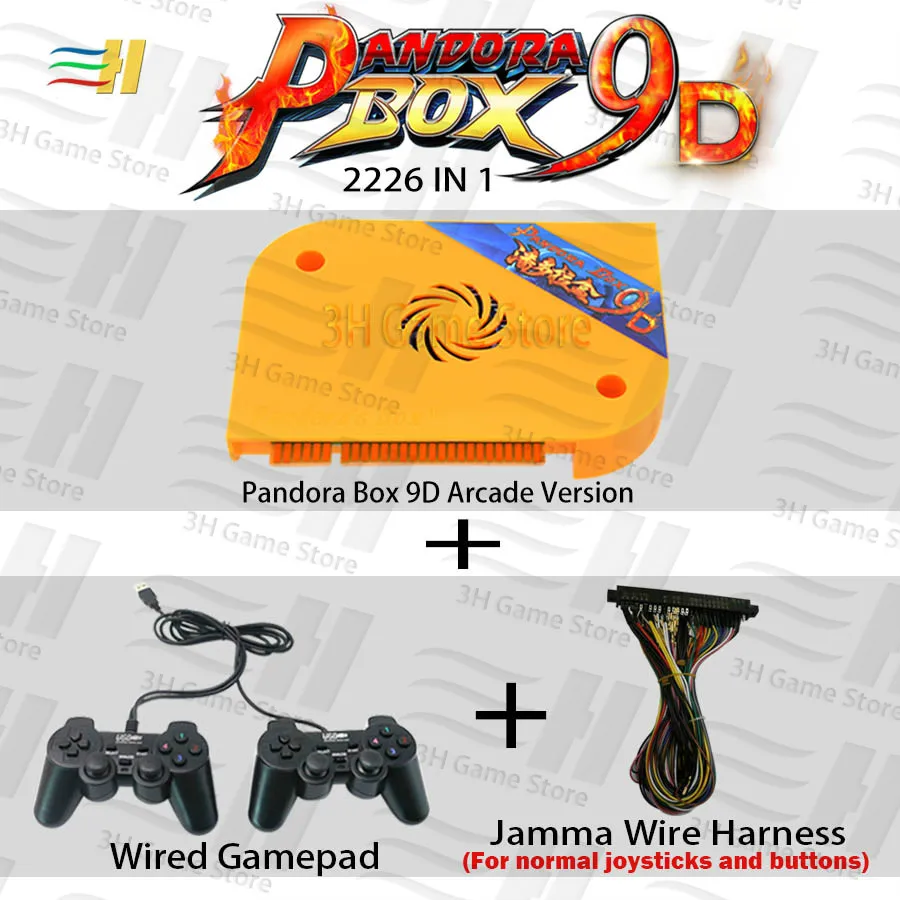 Pandora Box 9d 2226 в 1 аркадная версия доска для игры JAMMA поддержка 3P 4P игры usb можно подключить геймпад hdmi vga для аркадной машины - Цвет: 9D wired normal wire