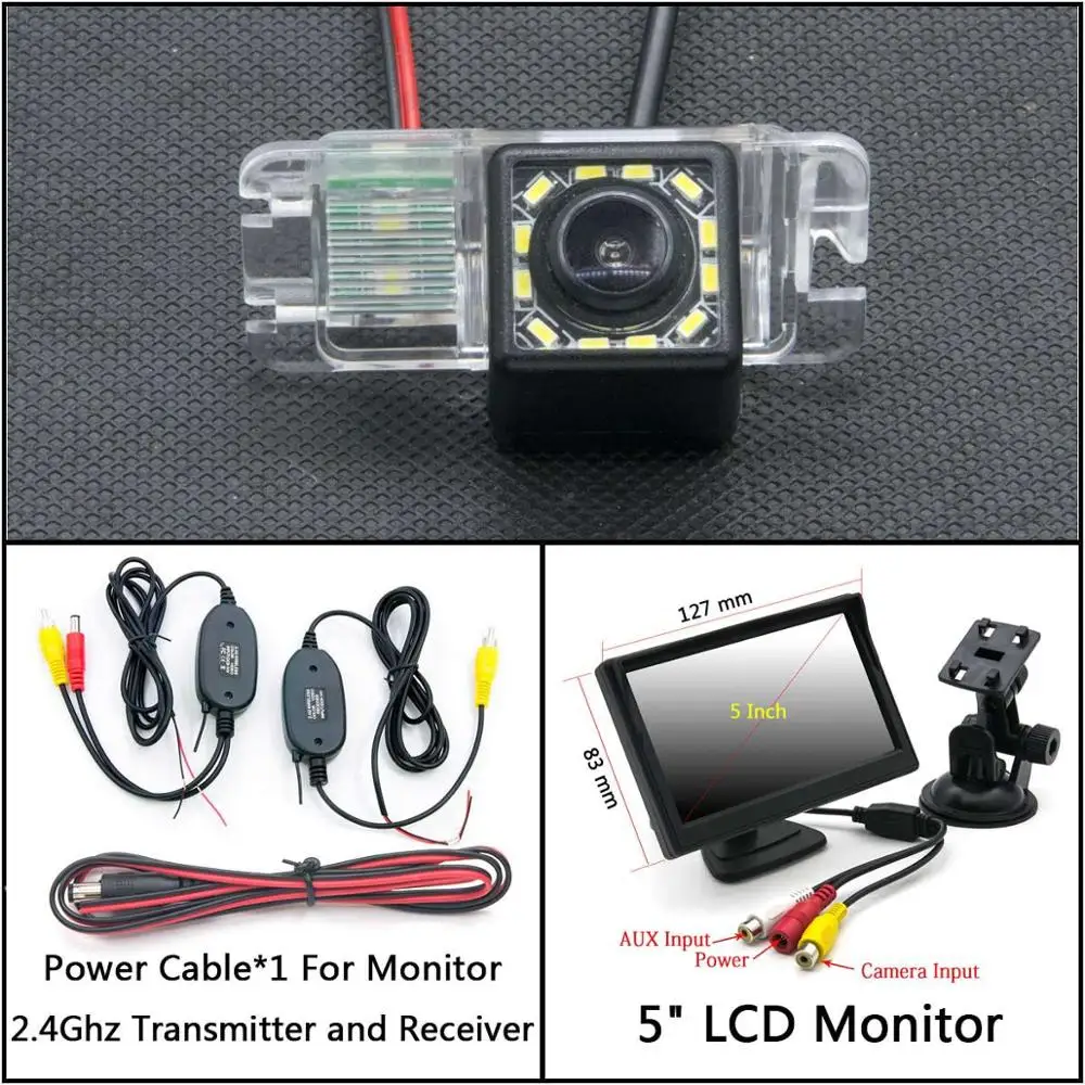 C Wireless 5inch LCD 12 Светодиодный фонарь Автомобильная камера заднего вида для Ford Focus 2 Mondeo C-Max S-Max Galaxy Fiesta Kuga EcoSport водонепроницаемый парковочный резервный - Название цвета: C Wireless 5inch LCD