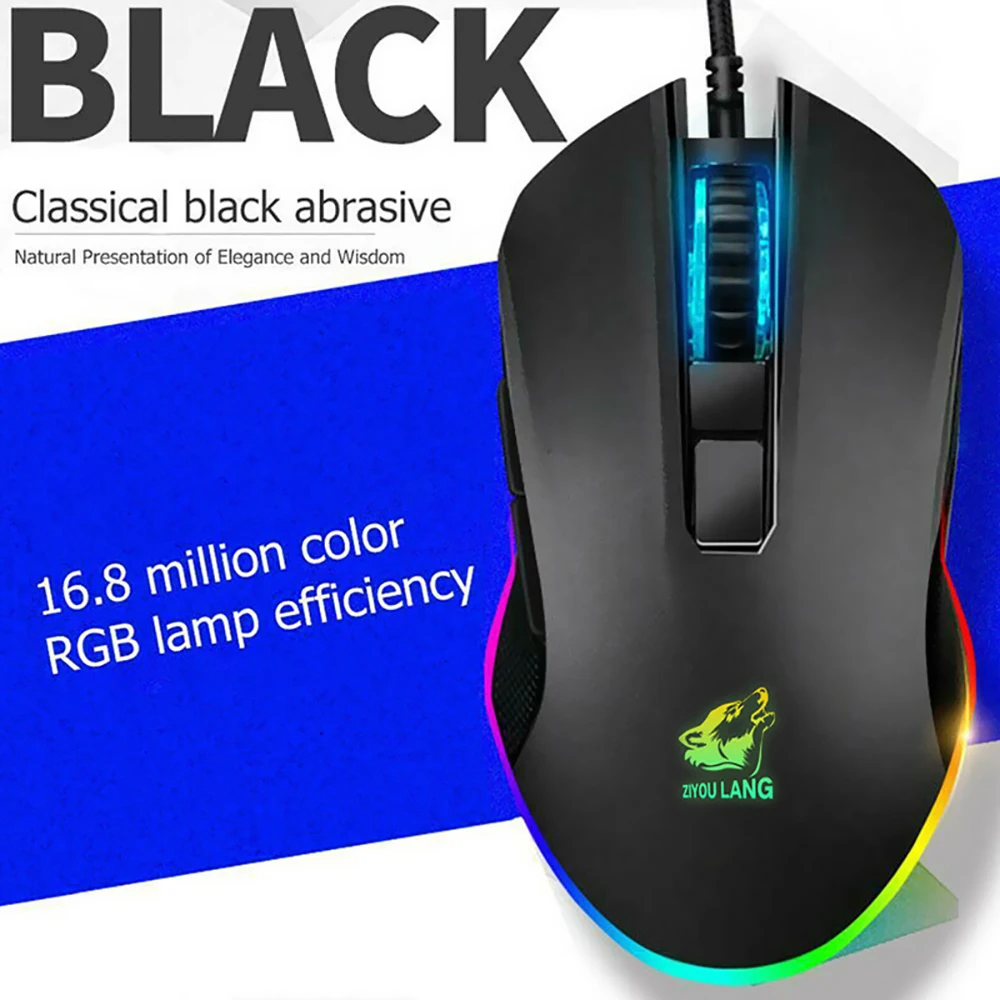 Professional Wired Gaming Mouse 6 Buttons 3200DPI Mice with RGB Backlight Optical Sensor USB Computer Mouse for PC Gamer Laptop PK Razer Gaming Mouse (2)