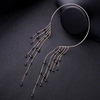

Fashion Personalized Jewelry Tassel Alloy Pendant Cuff Necklace Personality Exaggerated Jewelry Ladies Jewelry