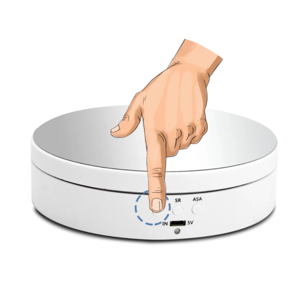 3 Speeds Rotating Display Stand Base Turntable Mirror Top, Battery/USB Powered - 2 Colors for Choose