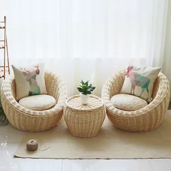 Conjunto de muebles para sala de estar, sillón reclinable, hecho a mano, con bastón de mimbre, transpirable, cómodo, por secciones