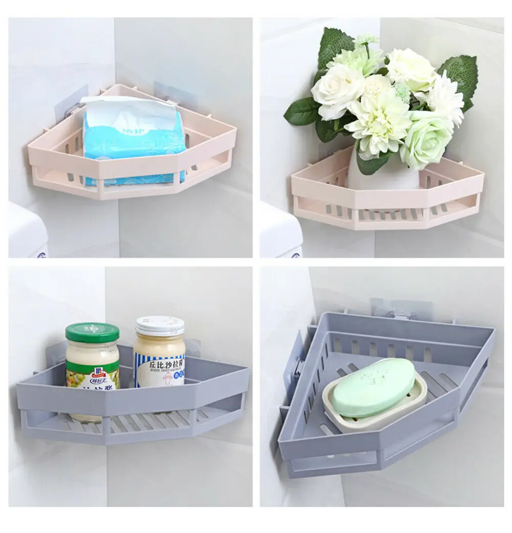 

Triangular Shower Shelf Bathroom Corner Bath Rack Storage Holder Organizer