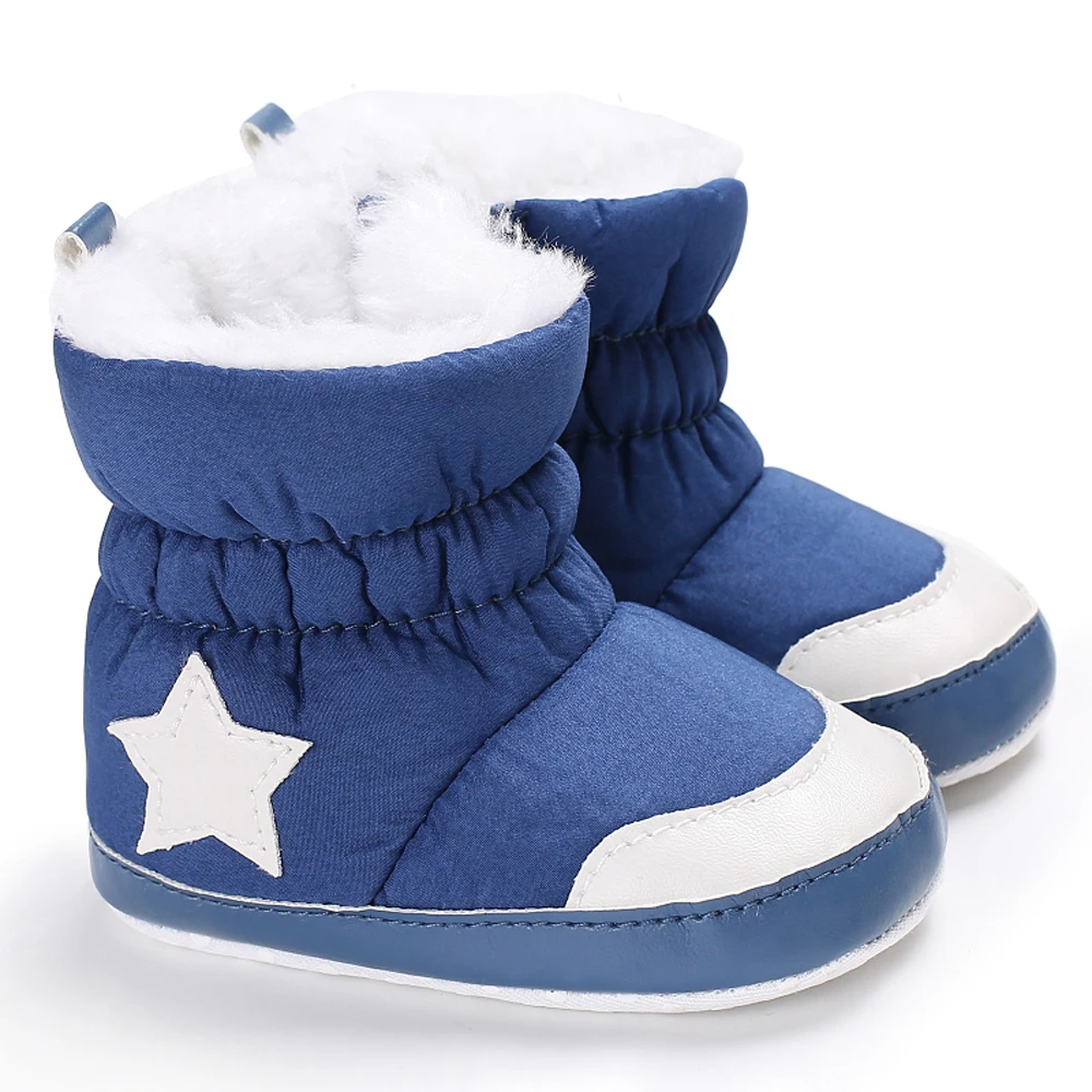 Pudcoco/зимняя обувь для маленьких мальчиков и девочек; зимняя теплая обувь для младенцев; Детские ботиночки из искусственного меха для девочек; кожаные детские ботиночки с рисунком звезды для мальчиков