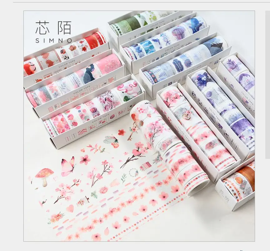 

8 Rolls/set color life series green plants cherry blossom flower girl washi tape DIY Planner diary scrapbooking masking tape