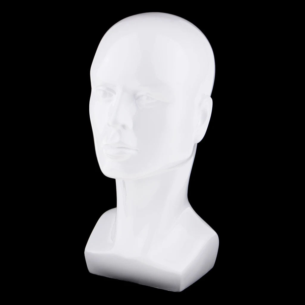 Wigs Cap Glasses Headphone Eyeglass Sunglasses Display Male Mannequin Head Model White / Free Stable Standing