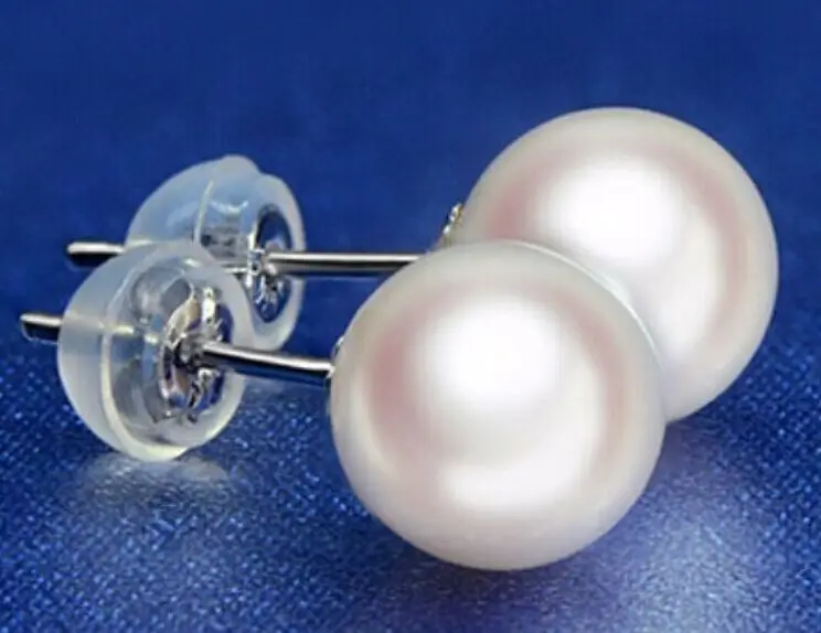 

top quality natural round 11-12mm Australian south sea white pearl earrings 18