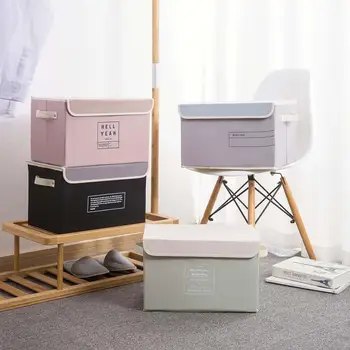 

Foldable Storage Box Case with Cap Clothes Storage Bin Socks Toy Snacks Oraganier Book Underware Container Sundries Box Basket