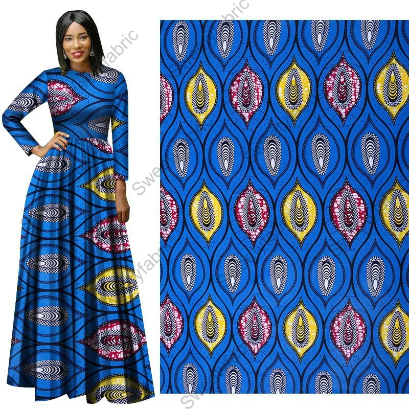 Cotton african print wax fabric nederlands Peacock holland dutch pagne high quality super holandies for Party Dress 6Yards